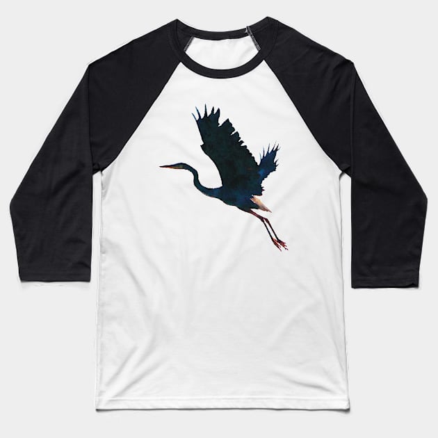 Great Blue Heron Flying Baseball T-Shirt by Griffelkinn
